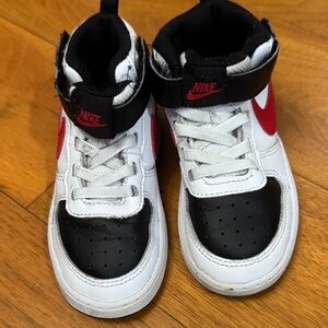 Nike Kids Black, White, and Red Sneakers
